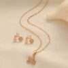 Copper Gold-Plated Zircon Bicycle Necklace Clavicle Chain Set