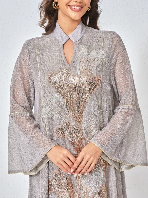 MT557 New Women Fashion Dress, Stand Collar Beaded Embroidery Light Luxury Cross-Border Ready Stock - photo 3 MT557 New Women Fashion Dress, Stand Collar Beaded Embroidery Light Luxury Cross-Border Ready Stock