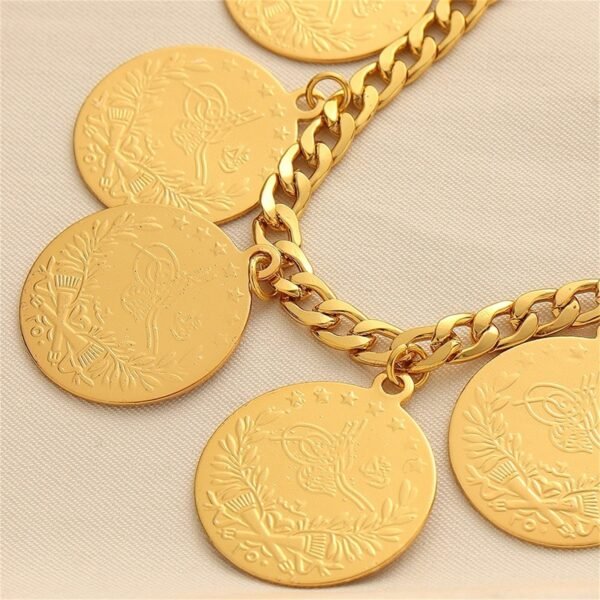 Copper Alloy Electroplated Badge Bracelet, Coin Style Ethnic Jewelry, Retro Gold Geometric Shape 3 Copper Alloy Electroplated Badge Bracelet, Coin Style Ethnic Jewelry, Retro Gold Geometric Shape