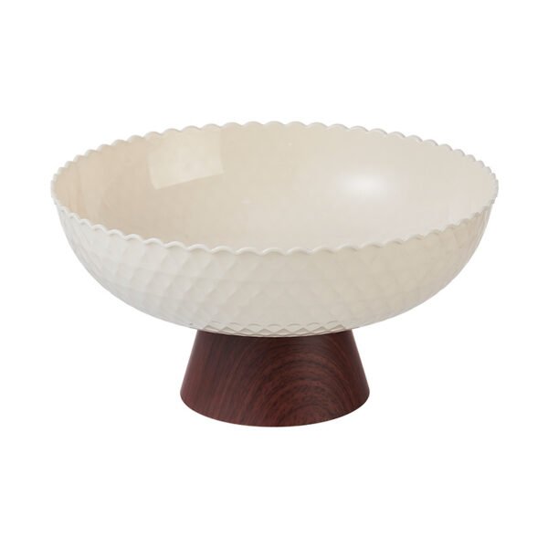 Vintage Style Footed Fruit Bowl - Wood Grain Draining Serving Tray