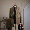 Double Row Brown Suit Men's Business Groom Wedding Dress Groomsmen Slim Suit