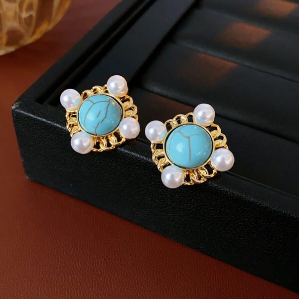 Vintage Turquoise & Pearl Jewellery - Sterling Silver Pin Stud Earrings and Necklaces