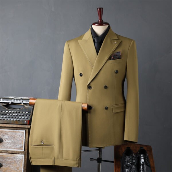Men's Double-Breasted Suit Business Formal Wear Korean Groomsmen Wedding Groom Jacket