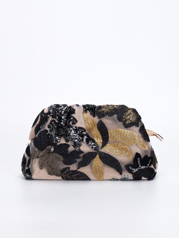 Ink-Style Embroidered Mesh Sequin Clutch — Light Luxury Evening Cloud Bag