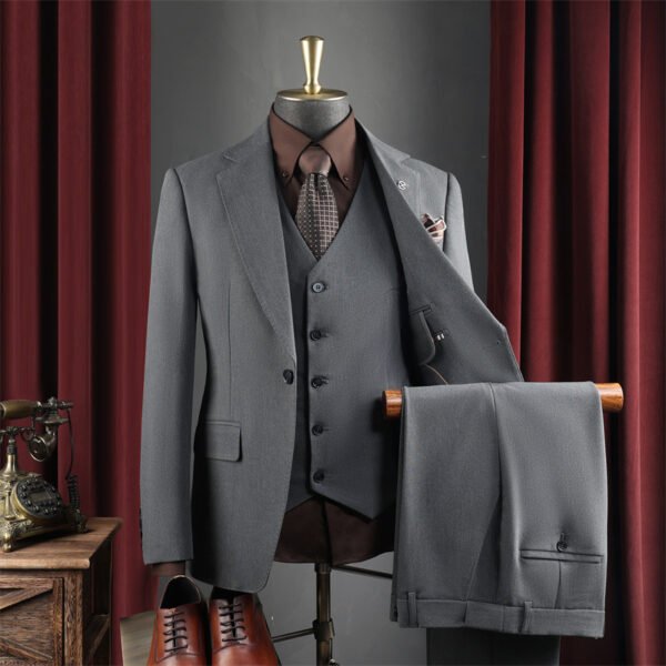 High-End Suit for Men, Pure Gray, Wrinkle-Resistant, Slightly Elastic, Formal Wear, Groom, Wedding, Best Man, Suit Set for Men