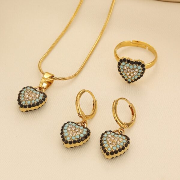 Xinjiang Full Diamond Love Eye Light Luxury Geometric Jewelry Set with Ring