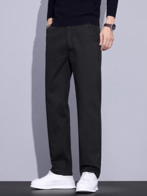 Men's Straight Leg Business Casual Trousers - Comfort Fit Everyday Chinos