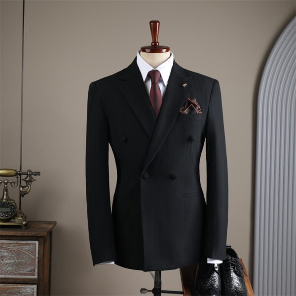 2025 Autumn and Winter Suit Men's High-End Double-Breasted Striped Suit Men's Suit Casual Groom's Wedding Dress