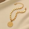 Vintage 24K Gold-Plated Bracelet Middle Eastern Ethnic Gold Coin Handmade Chain