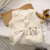 Kids Lamb Fleece Vest with Embroidered Bear and Snap Buttons
