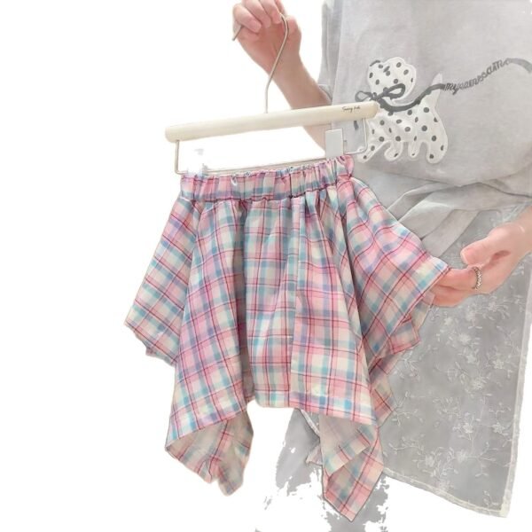 Girls' Cute Cartoon Sleeveless T-Shirt and Skirt Set