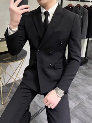Men's Double Breasted Wedding Blazer - Slim Fit Groomsman Suit Jacket