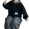 Children's Autumn Striped Sweatshirt and Sweatpants Set, Girls' Sports Leisure Two-Piece