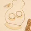 Exaggerated Fan-Shaped Earrings Light Luxury Gold Jewelry Set with Necklace