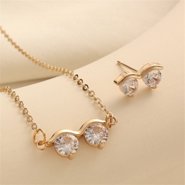 Copper Alloy Glasses-Shaped Zircon Fashion Necklace Korean Jewelry 3 Copper Alloy Glasses-Shaped Zircon Fashion Necklace Korean Jewelry