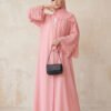 LN229 Pink Petal-Sleeved Cardigan with Chiffon Wide Sleeves