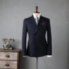 Double Breasted Striped Suit Men's Business Slim Formal Wear Bridegroom Wedding Dress