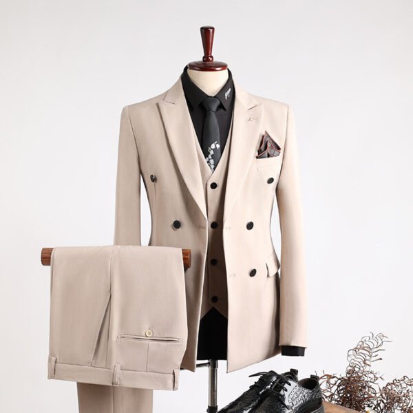 Double-Breasted Suit Set for Men, Formal Business Casual Slim Fit Plus Size Wholesale Wedding Blazer, High-End Feel