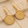 Cross-Border Popular Coin Earrings, 18K Gold-Plated Textured Watermelon Bead Ear Wires 2 Cross-Border Popular Coin Earrings, 18K Gold-Plated Textured Watermelon Bead Ear Wires
