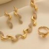 European and American Gold Water Drop-Shaped Alloy Necklace Three-Piece Set, Middle Eastern Jewelry Set
