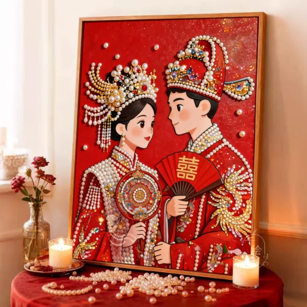 O1CN018Zj3lb1GUl3uZ5tP7_4611686018427382754-0-item_pic.jpg_ Chinese Wedding Gift Pearl Diamond Painting DIY Kit, Large Size Decorative Art