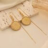 Cross-Border Popular Coin Earrings, 18K Gold-Plated Textured Watermelon Bead Ear Wires 1 Cross-Border Popular Coin Earrings, 18K Gold-Plated Textured Watermelon Bead Ear Wires