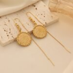Cross-Border Popular Coin Earrings, 18K Gold-Plated Textured Watermelon Bead Ear Wires