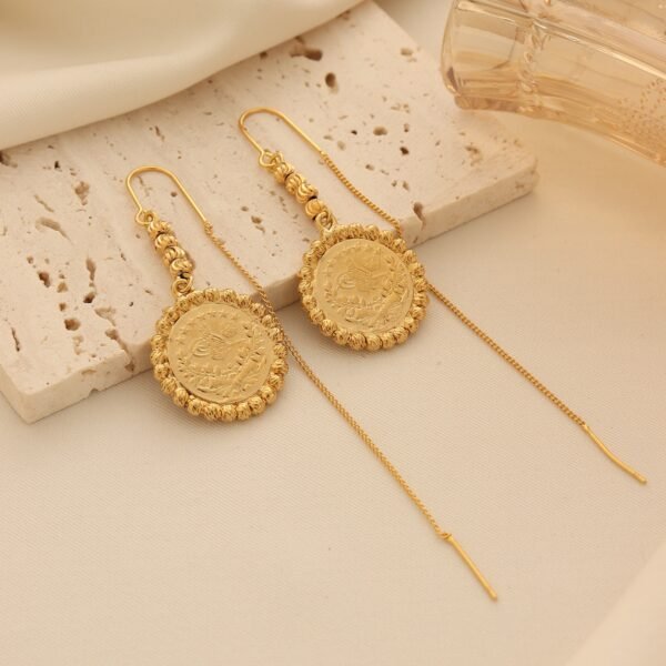 Cross-Border Popular Coin Earrings, 18K Gold-Plated Textured Watermelon Bead Ear Wires 1 Cross-Border Popular Coin Earrings, 18K Gold-Plated Textured Watermelon Bead Ear Wires