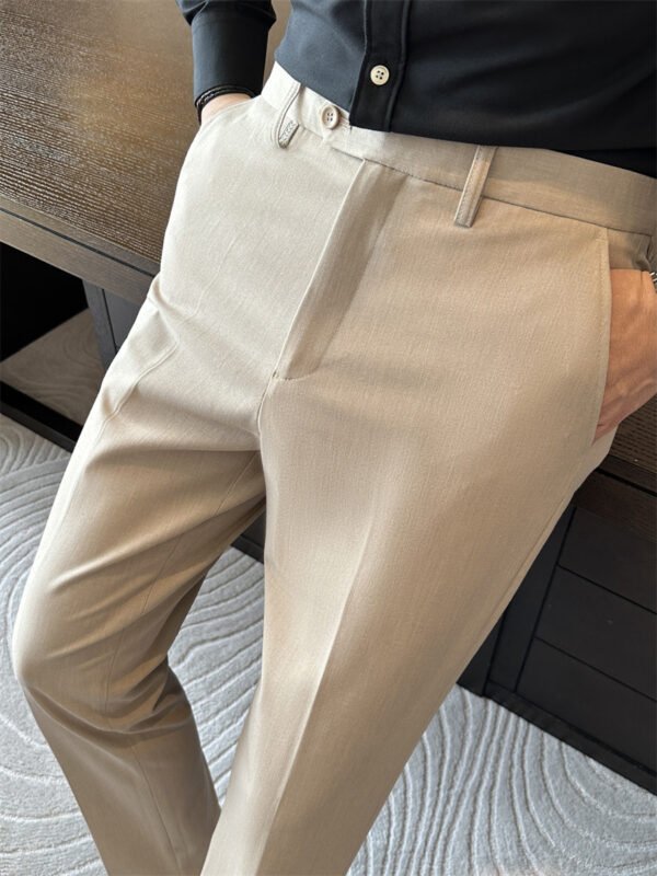 Anti-Wrinkle Suit Pants Men's Slim Fit Business Casual Dress Trousers