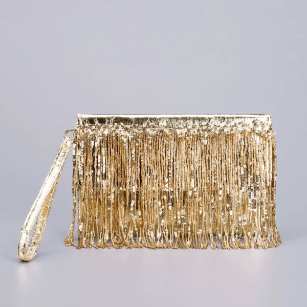 Sequin Tassel Evening Clutch Bag - High-End Straw Woven Bag
