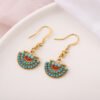 European and American Retro Fan-Shaped Turquoise Jewelry Three-Piece Set, Ethnic Style Peacock Western Necklace