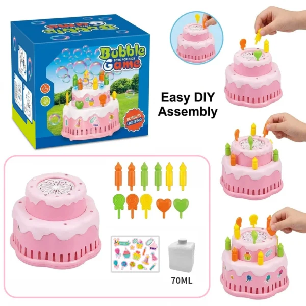 Electric Birthday Cake Bubble Machine - Musical Light-Up Party Toy