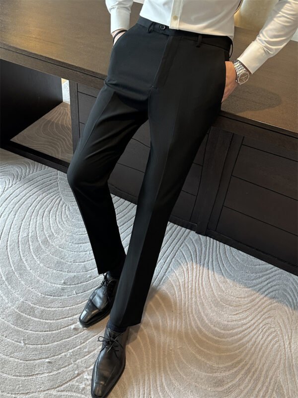 Anti-Wrinkle Suit Pants Men's Slim Fit Business Casual Dress Trousers