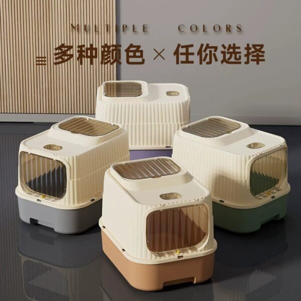 Fully Enclosed Cat Litter Box, Extra Large Anti-Splash, Thickened Drawer-Type Double-Door Cat Toilet