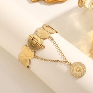 Turkish Vintage Coin Bracelet Electroplated K Gold Ethnic Style Jewelry
