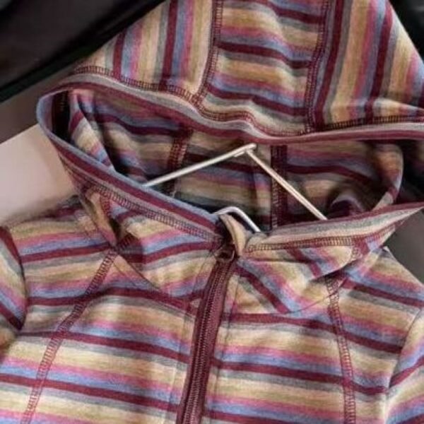 O1CN019vwzXR1CSEPnq9rYn_2218561860079-0-cib Girls Rainbow Hooded Top - Long Sleeve Striped Zip Hoodie, Korean Style