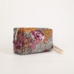 Sequin Embroidered Flower Cosmetic Bag - Small Square Storage Bag