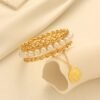 Middle Eastern Vintage Pearl Bracelet with 24K Gold-Plated Coin Pendant