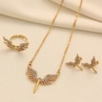 Middle East Cross-Border Angel Wings Necklace, Copper Gold-Plated Micro-Embedded Light Luxury Set