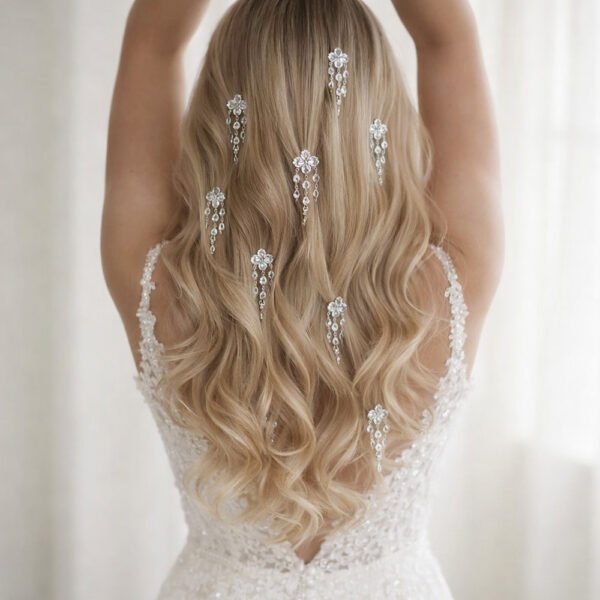 Rhinestone Teardrop Tassel Hair Clip - Sweet Style Hair Accessory