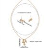 Copper Inlaid Zircon Meteor Shower Necklace Geometric Star Pendant Earrings Set