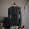 Striped Suit Set for Men, Business Formal Wear, Groomsman Attire, Wedding Groom Suit Jacket, Short Suit