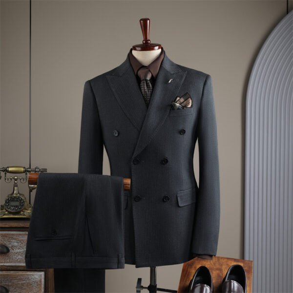 Striped Suit Set for Men, Business Formal Wear, Groomsman Attire, Wedding Groom Suit Jacket, Short Suit