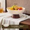 Vintage Style Footed Fruit Bowl - Wood Grain Draining Serving Tray