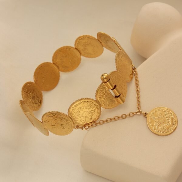 Xiyin Hot-Selling Ancient Coin Gold-Plated Bracelet, High-End Jewelry, Retro Ethnic Style Bracelet, Cross-Border Jewelry Wholesale