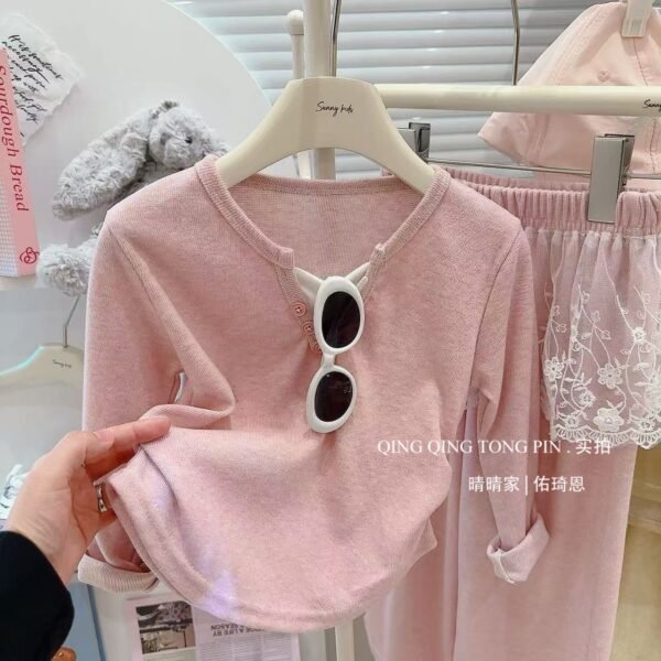2025 New Preppy Style Girls' Spring Autumn Set, Casual Zip-Up Hoodie, Korean Loose Fit Big Kids