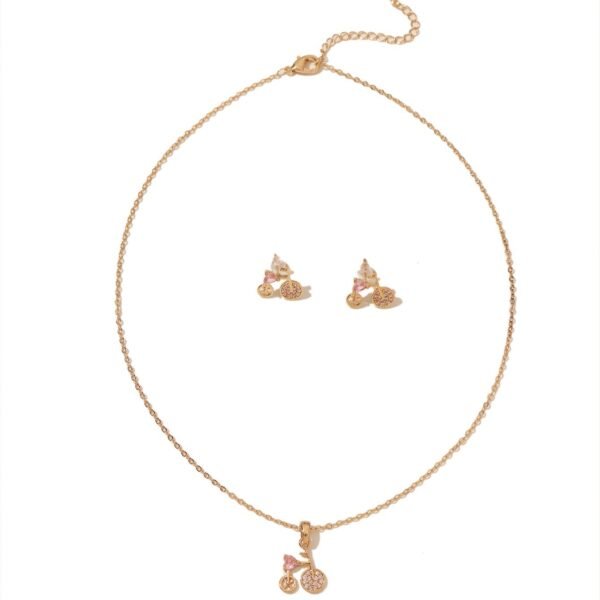 Copper Gold-Plated Zircon Bicycle Necklace Clavicle Chain Set