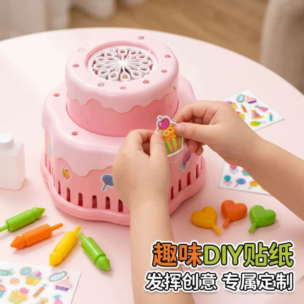 Electric Birthday Cake Bubble Machine - Musical Light-Up Party Toy