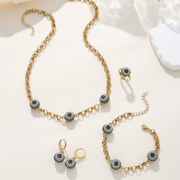 Cross-Border Fashion Devil's Eye Necklace Four-Piece Set, European and American Light Luxury