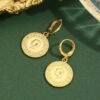 Turkish Gold-Plated Coin Earrings, Women's Head Portrait Gold Coin Ear Studs